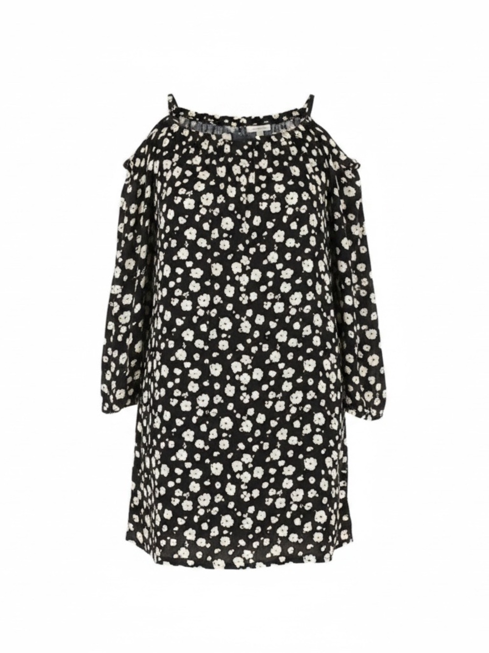 Honey Punch‎ M black & white floral cold shoulder cut out back retro dress